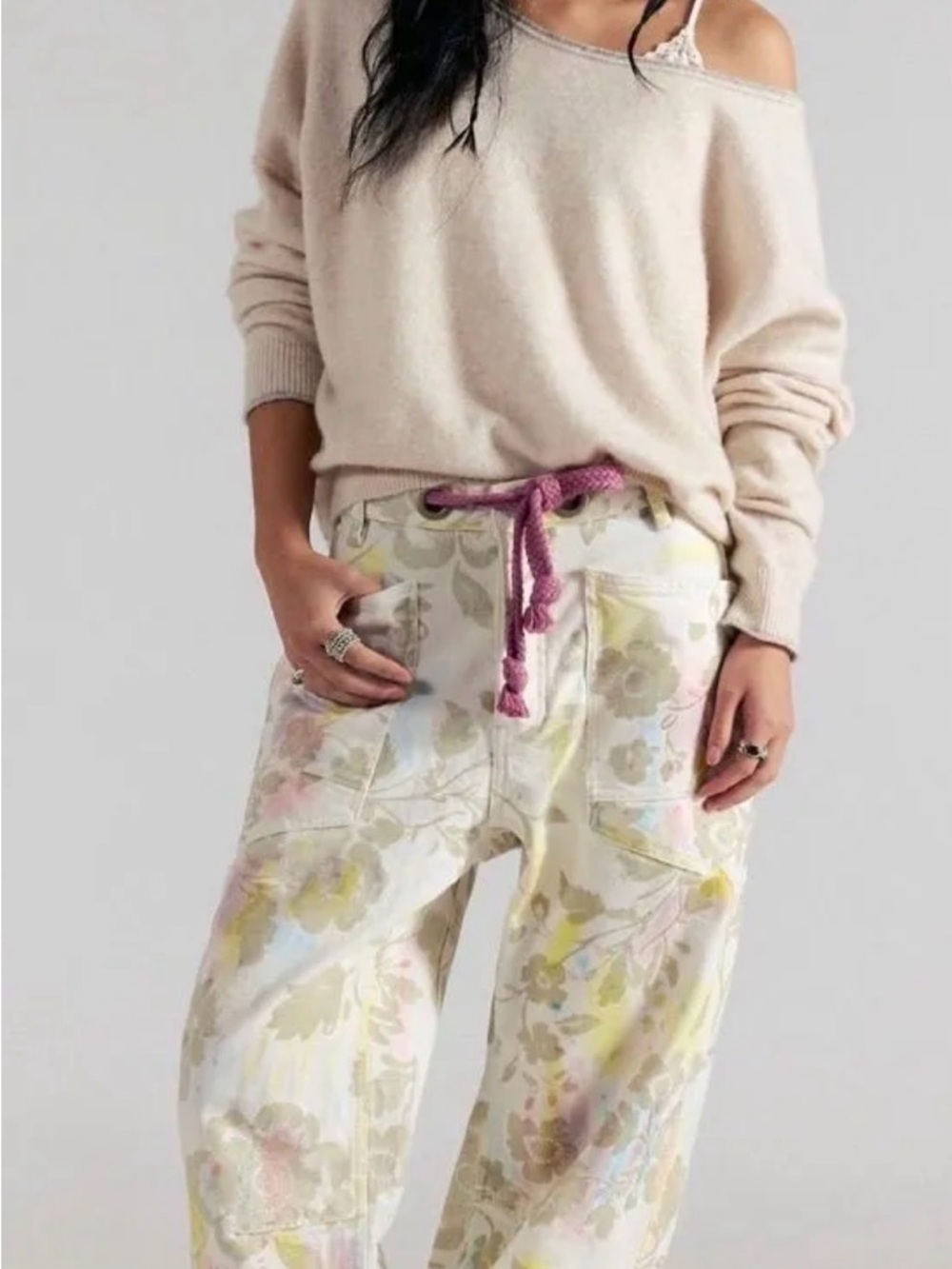 NWT $248MSRP•SOLD OUT Size 32_•We The Free Moxie Printed Flocked Barrel Jeans